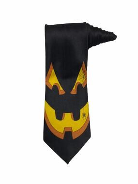 Addiction Halloween Pumpkin Jack O Lantern Spider Holiday Vintage Necktie